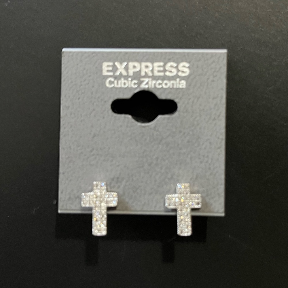 Express Cubic Zirconia Cross Earrings - New With Tags